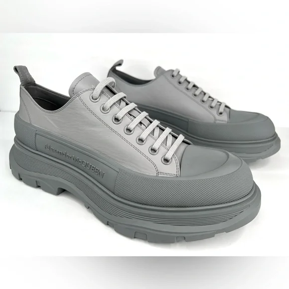 Alexander McQueen Men's Tread Slick Gray Low-Top Sneakers Size EU 49 - US 16 - Picture 1 of 10